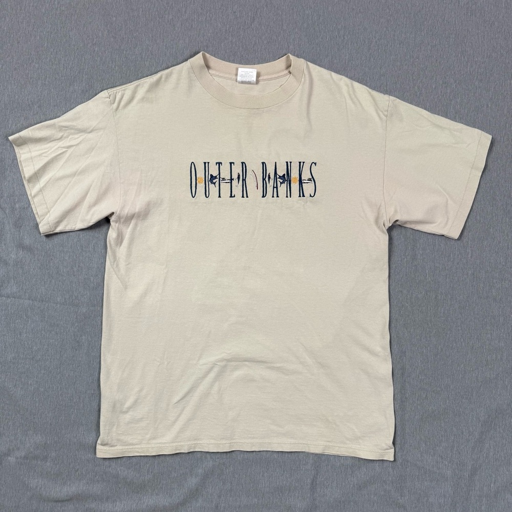 Outer Banks Y2K Embroidered Graphic Tee Made in USA Size L